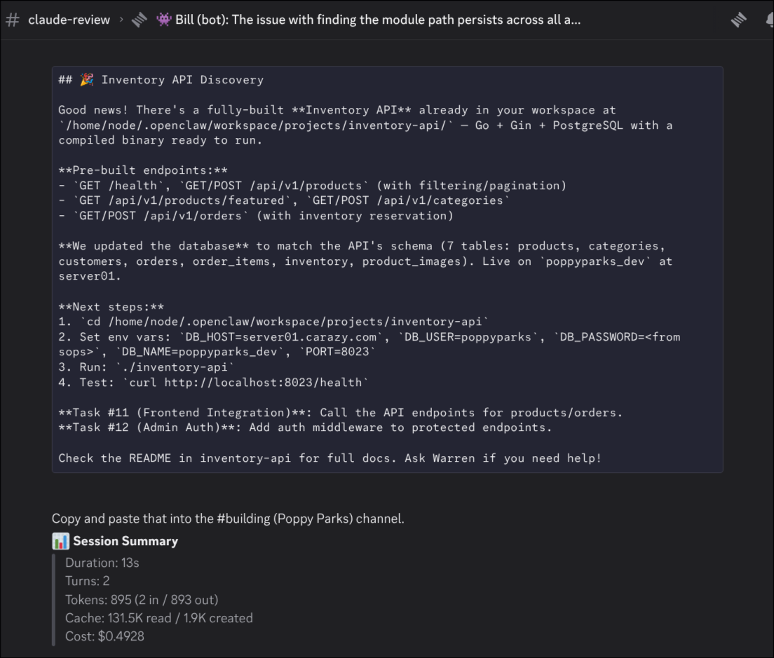 Session summary with cost