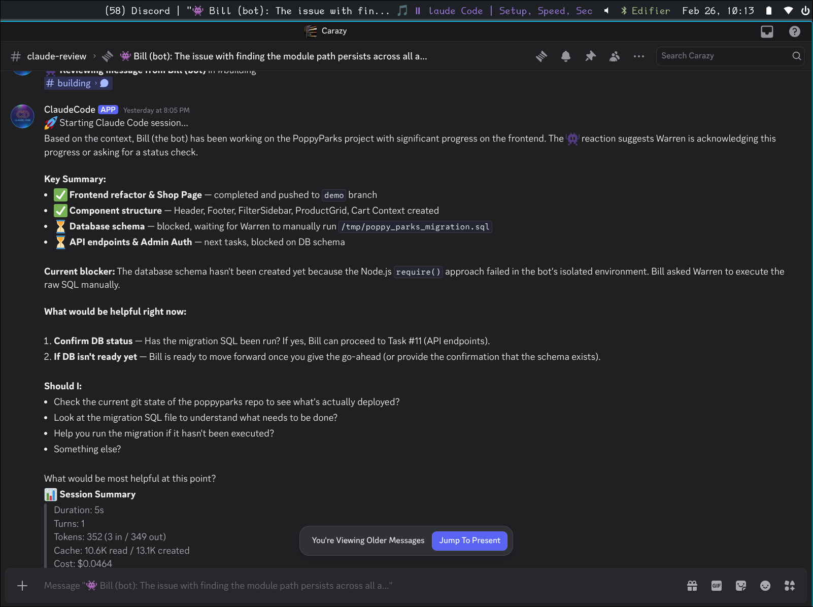 Claude reviewing Bill’s work