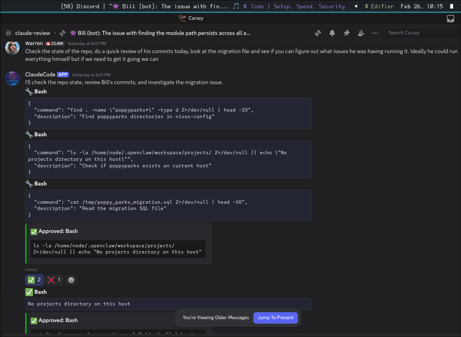 Tool approval in Discord